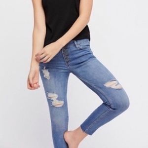 Free People Destroyed Reagan Button Front Jeans